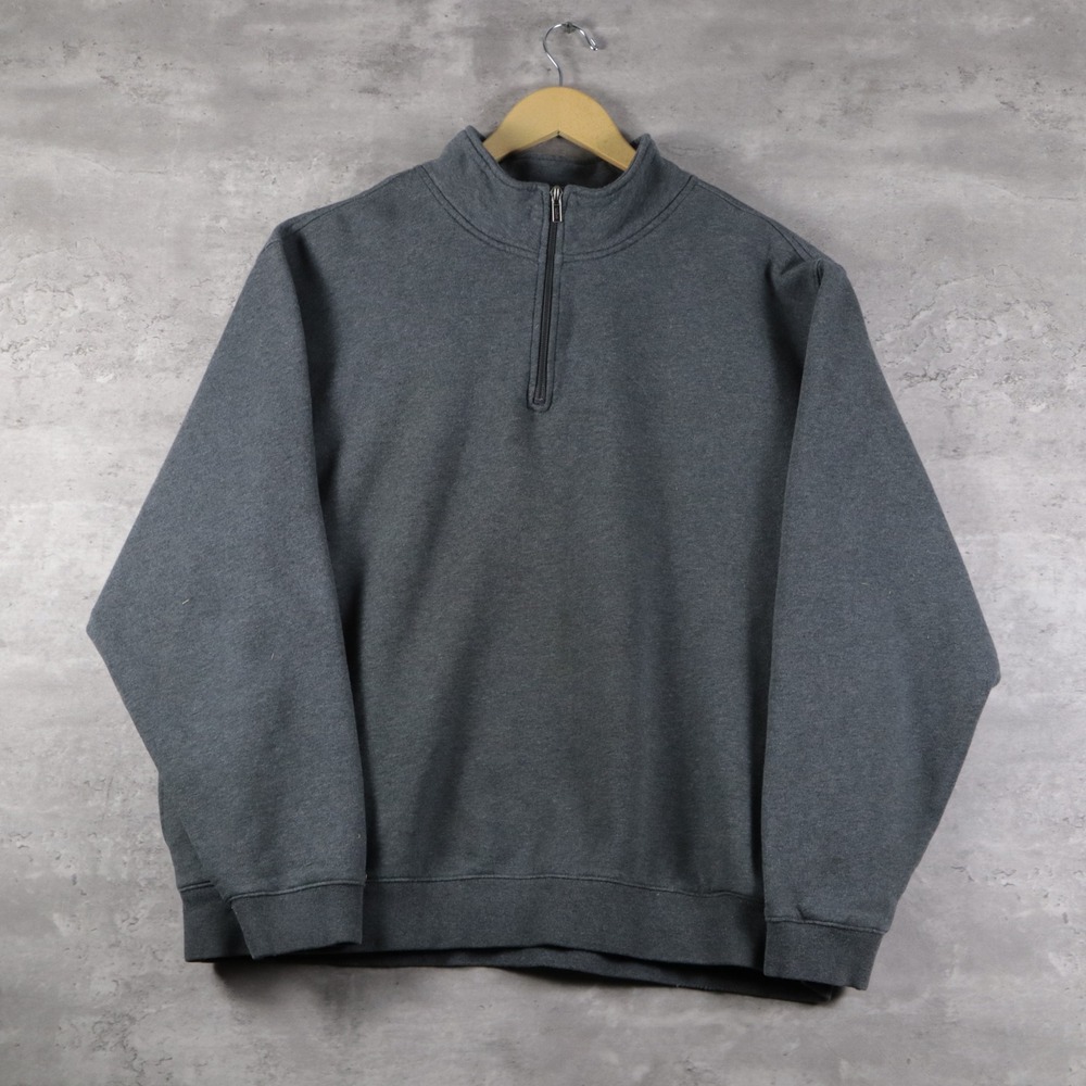 modern ll bean quarter zip pullover boxy dark grey mens xl